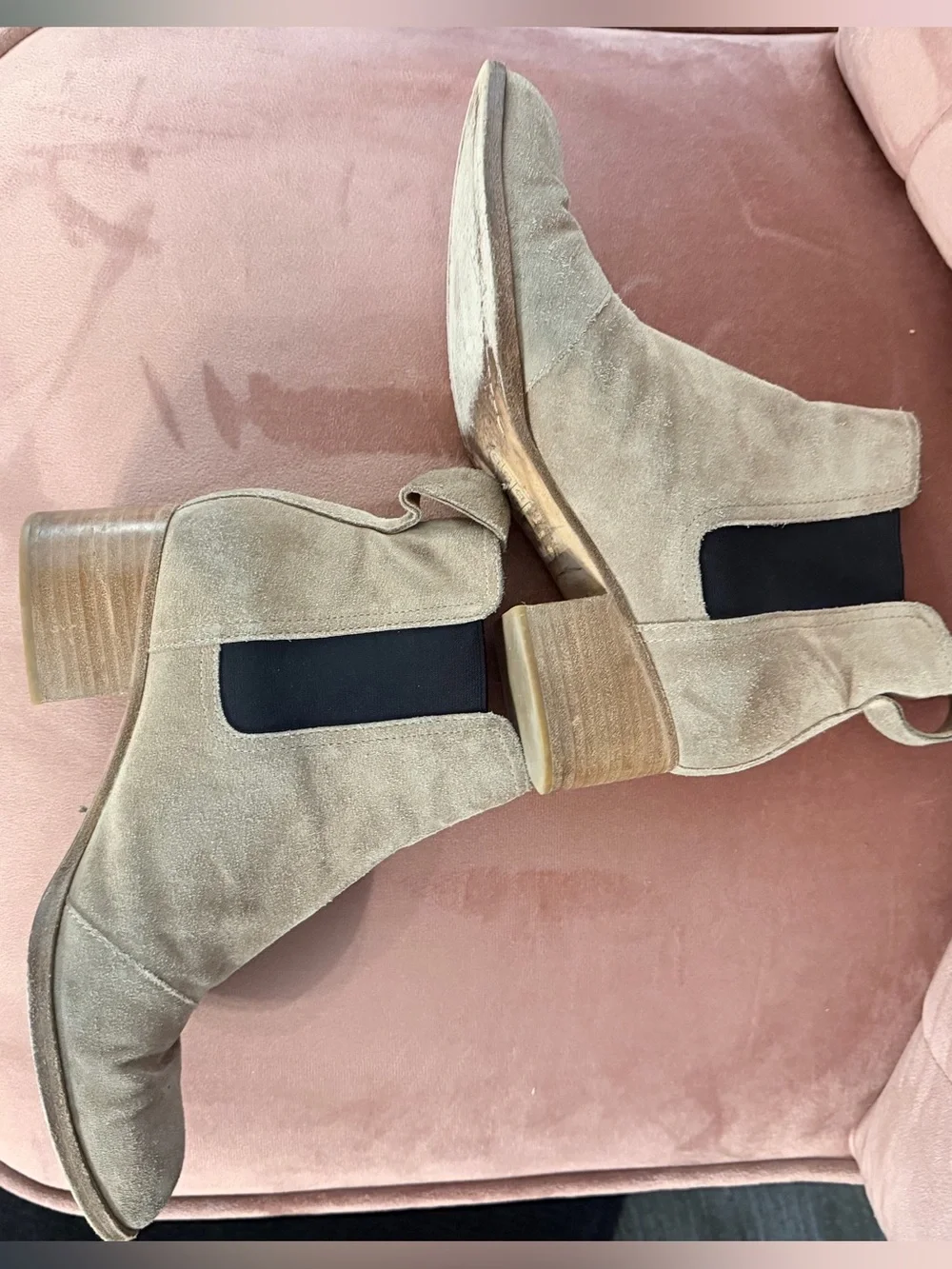 Rag & Bone Taupe Suede Western Chelsea Ankle Boots with Chunky Heel 37 7